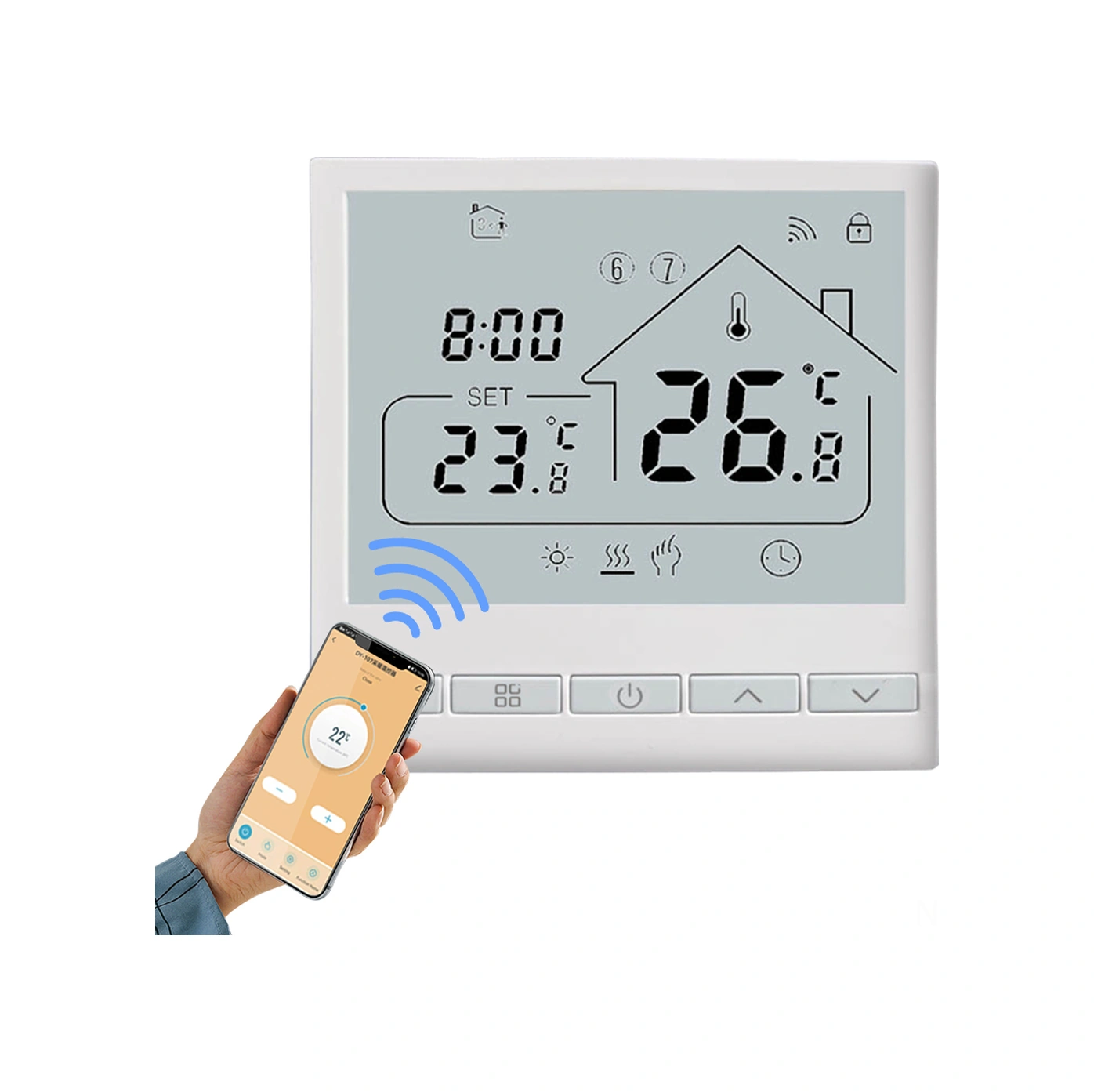Hombey Beyaz Wifi Akıllı Isıtıcı Termostatı 16a, Tuya Uygulaması İle Kontrol, 6 Zaman Programı, Led Ekran, Amazon Ve Google Home Sesli Komut Desteği