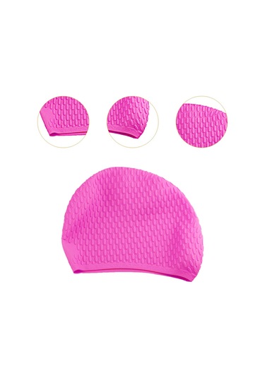 Suntek Silikon Yüzme Bonesi Saf Renk Kadın Erkek Kız Uzun Pembe