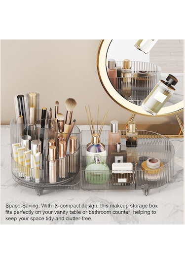 Moveevo Kozmetik Düzenleyici Masaüstü Döndürülebilir Makyaj Fırçası Saklama Tüpü Ev Şifonyer Mücevher Ruj Bölmesi Saklama Kutusu