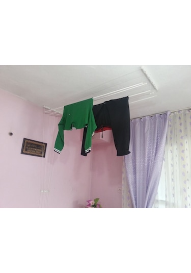 Güneş Asansörlü Çamaşır Askısı Çamaşırlık 4 Çubuklu 200 CM Gri