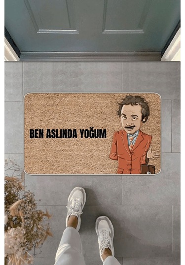 Bej Komik Ben Aslında Yoğum Kapı Önü Paspası Kp40