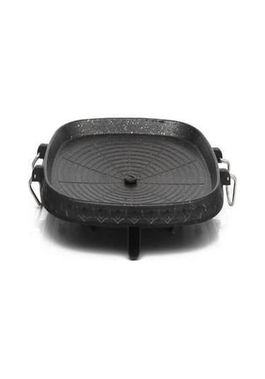 Barbekü Izgara Tavası Kore Tarzı Kare Barbekü Tabağı Ev Açık Hava Yemek Pişirme Siyah