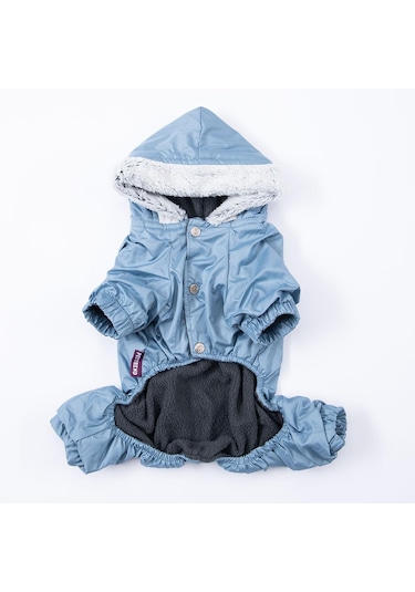 Gri Kürklü Orta Büyük Tulum Yağmurluk Köpek Kıyafeti Köpek Yağmurluğu 18-40 Kg Arası Orta Büyük Irklar