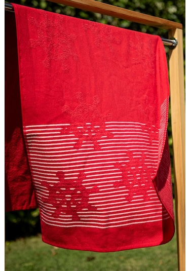 Menderes Home Cotton Collection Bukle Plaj Havlusu Çark Kırmızı