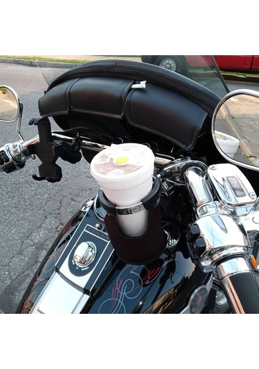 Sandwich Motor Sırtı Bardağı Tutucu, Siyah Krom + Neopren, 7/8-1 1/4 Direk, 65-80mm İç Çap, Çoğu Model İçin Uygun