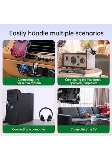 Vaorlo 2'si 1 Arada Alıcı Ve Verici Ses Adaptörü Aynı Anda Bir İla İki Tv Kulaklık Hoparlör İçin Düşük Gecikmeli İletimi Destekler