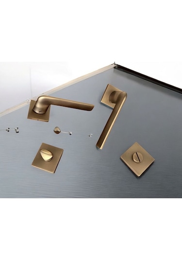 Cloud Gate Mat Antik Sarı Kare Rozetli Wc Banyo Oda Kapı Kolu 1 Takım