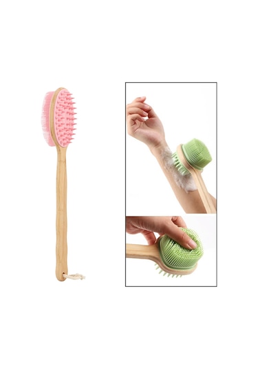 Suntek Duş Fırçası Bambu Sırt Scrubber 42cmx7.5cm-kırmızı