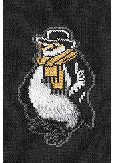 Erkek Pamuklu Özel Desenli Dikişsiz Yumuşak Dokulu Terletmez Rahat Esnek Soket Çorap Siyah-penguen