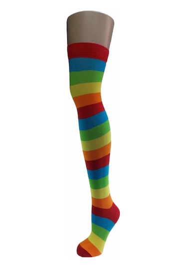 Design Socks Desing Çember Desenli Dikişsiz Dizüstü Çorap-Çok Renkli