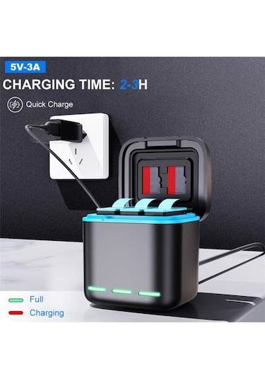 Gp-810 Şarj Edilebilir 3 Pil Şarj İstasyonu Gopro Hero5 / 6/7 /8 İçin Saklama Kutusu Diğer