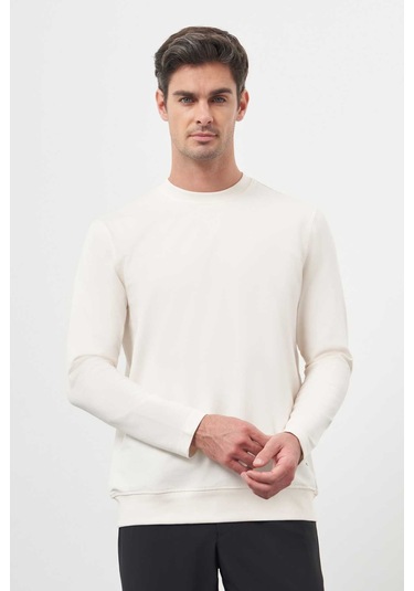 Morven Erkek Basic Dynamic Fit Bisiklet Yaka Sweet Shirt 25ks063010650 Krem