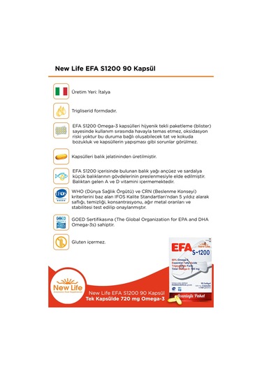 New Life Efa S-1200 Mg 90 Kapsül 2 Adet