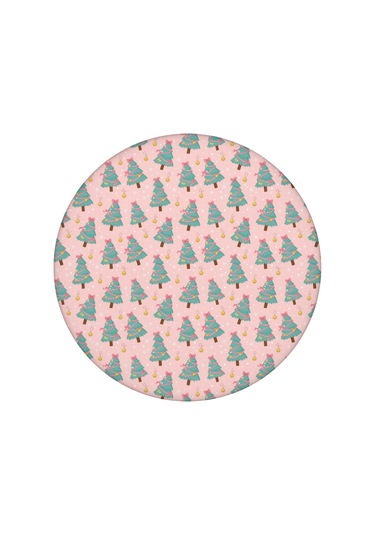 Noel Desenli Yuvarlak Elastic Masa Örtüsü, 45-52 İnç, Suya Dayanıklı, Piknik Ve Kamp İçin Noel Ağacı Kurdele