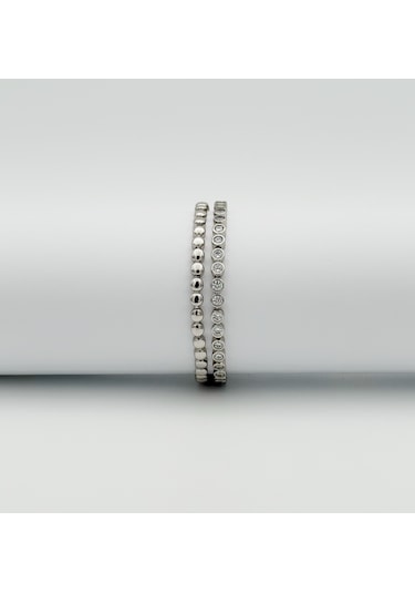 White Gold Plated Çift Görünüm Su Yolu Bileklik Silver