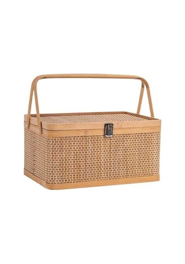 Dancemonkey Bambu Dokuma Kamp Piknik Kutusu, Dayanıklı Design Sarı