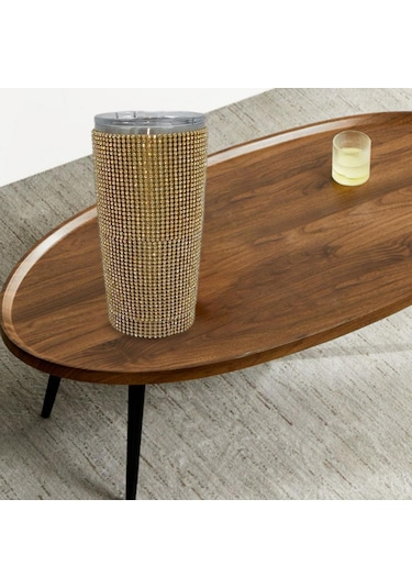 Homyl 600ml Seyahat Elmas Su Şişesi Kupa Vakum Tumbler Altın Altın