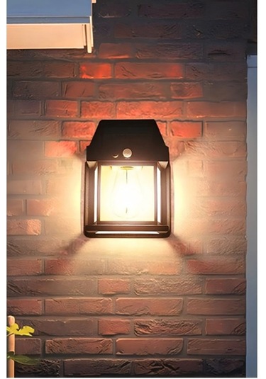 1 Adet Suya Dayanıklı Hareket Sensörlü Güneş Enerjili Solar Led Dış Mekan Bahçe Lambası Siyah