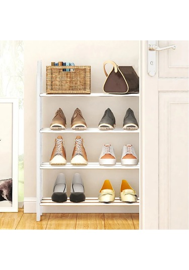 Wezone 4 Katlı Metal Ayakkabı Rafı, Sağlam Çelik, Kolay Montaj, 42x58x58 Cm, Ev/ofis Organize Edici Beyaz