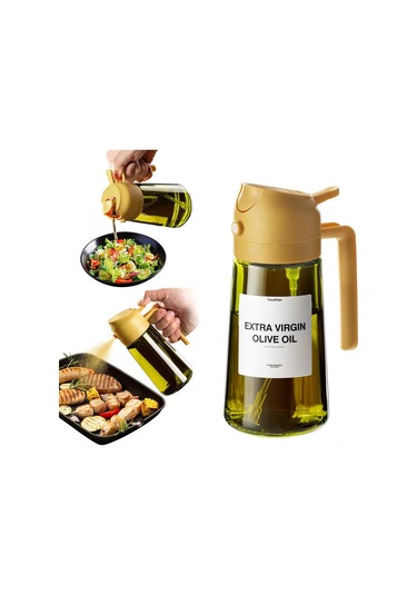 Reedark Zeytinyağı Sprey Ve Döküm İki Kullanımlı 470ml Cam Yağ Dağıtıcı, Modern Mutfak Aleti, Otomatik Açma Özelliği, Yeşil-zencefil Rengi Diğer