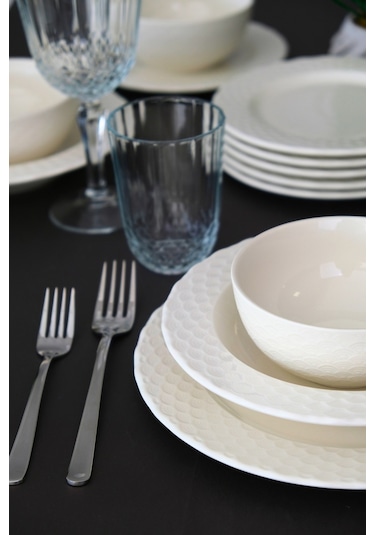 Porser Costa Transparan Yemek Takımı 6 Kişilik 24 Parça Cos24yk Krem