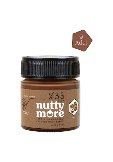 Nutty More %33 Fındık Parçacıklı Kakaolu Fındık Ezmesi 200 Gr X 9 Adet