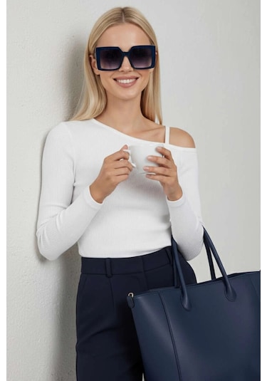 Tek Omuz İpli Bluz Beyaz T4328 Beyaz
