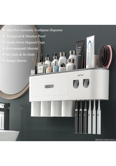 -manyetik Adsorpsiyon Ters Diş Fırçası Tutucu Duvar-otomatik Diş Beyaz
