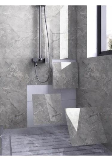 Periboia Gri Mermer Desen Duvar Sticker 30x30 Karışık Renkli