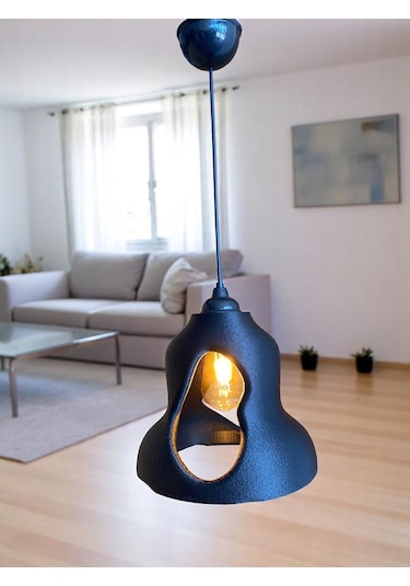 Beton Görünümlü Şık Ve Modern İskandinav Avize Rustik Ampul Hediyeli Siyah