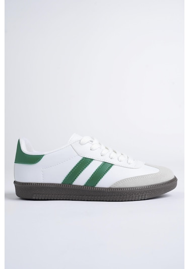 Muggo Gordon Unisex Ortopedik Günlük Garantili Bağcıklı Yürüyüş Koşu Sneaker Spor Ayakkabı Yeşil