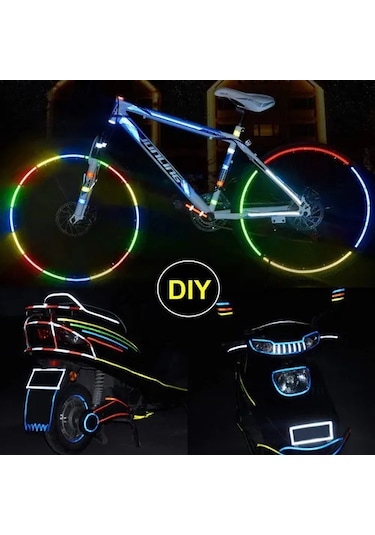 Kırmızı Bisiklet Çıkartmaları Reflektif Uyarı Bandı Folyo Film Dekorasyon Floresan Bisiklet Kask Scooter Motosiklet Güvenlik İşareti Araba Styling Kırmızı