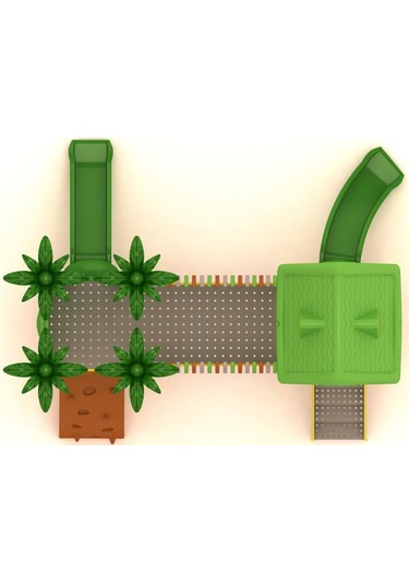 Çocuk Oyun Grubu, İki Kuleli İki Kaydıraklı Ev Çatılı-66 Çok Renkli