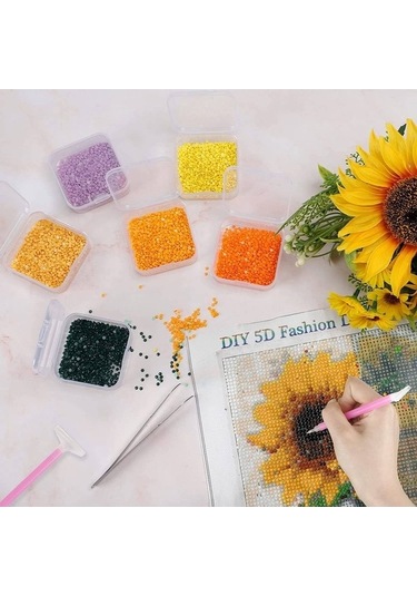 Dancemonkey 40 Adet Şeffaf Boncuk Kutusu, Menteşeli Kapaklı, Elmas Boncuk İçin Altın Renk Altın