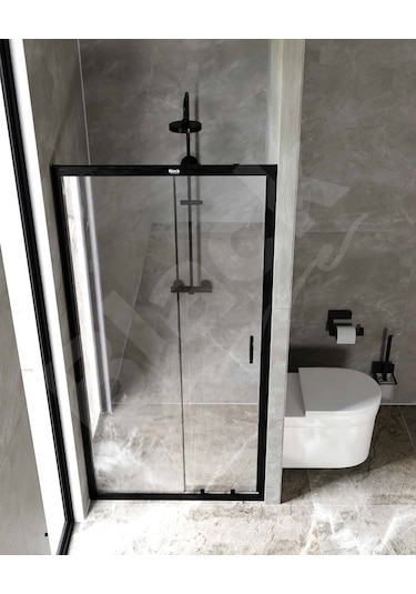 Blackline Siyah 1 Sabit 1 Çalışır Şeffaf Cam 5 Mm Temperli H: 1,90 Siyah