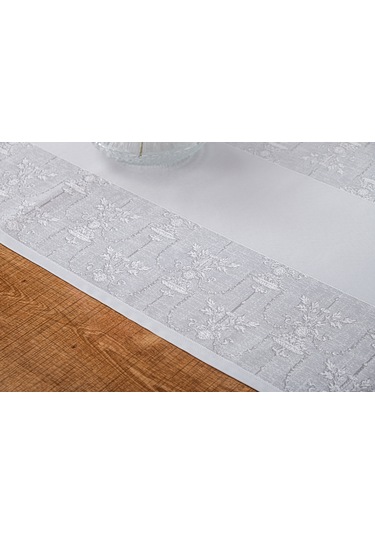 Finezza Ayda Jakar Polyester Kumaş Gri Runner 45x150 cm - 1417