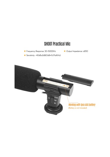 Teltree Shoot Xt-451 Siyah Stereo Mikrofon, 3.5mm Bağlantı, Hot Shoe Montaj, Gürültü Azaltma, Fotoğraf Makinesi/dv İçin Pil Dahil Değil