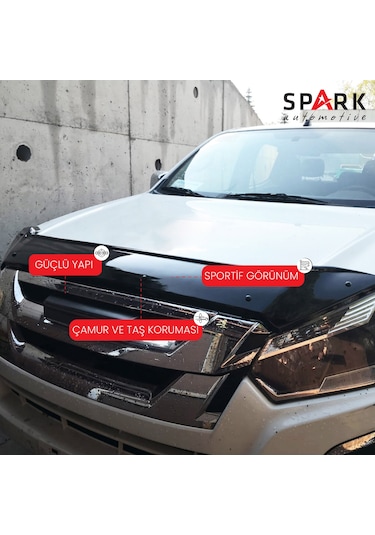 Isuzu D-max 2017-2019 Yıl Aralığı Uyumlu Kaput Rüzgarlığı 3mm Siyah