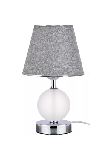 Kartopu Masa Lambası Metal Aksam Kumaş Başlık Yatak Başı Lambası Gri