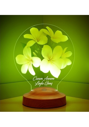 3D Led Lamba 3Boyutlu Canım Annem Plumeria Kişiye Özel Hediye