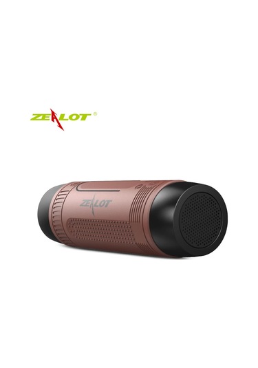 Ximistore9 Zealot S1 Dış Mekan Bluetooth Hoparlörü, Su Geçirmez, Fm Radyo, Tf Kart, Aux, El Feneri, Kahverengi