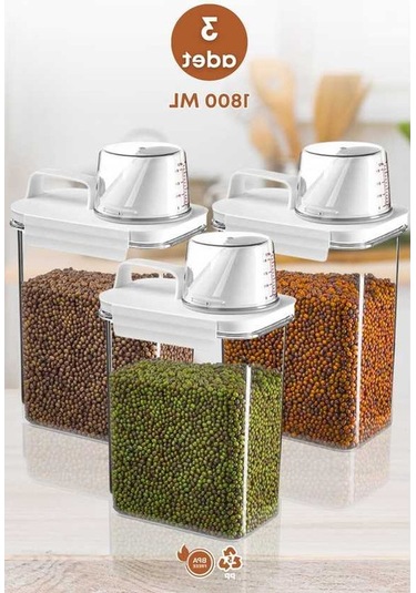 Novahub 3 Lü Sızdırmaz Depolama Kapağı, 1800 Ml Saklama Kabı Erzak Şeffaf