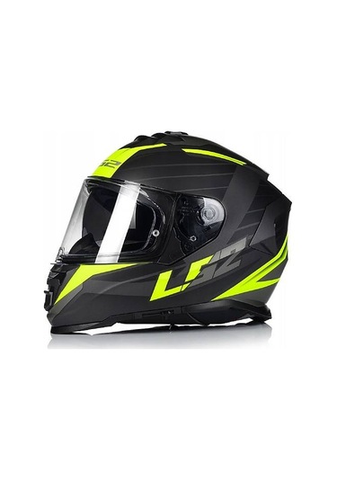 Ls2 Storm 2 Nerve Neon Sarı Kapalı Motosiklet Kaskı Siyah - Neon