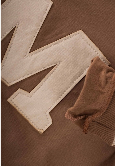 Cigit Aplikeli Sweatshirt 3-9 Yaş Koyu Kahve Kahverengi