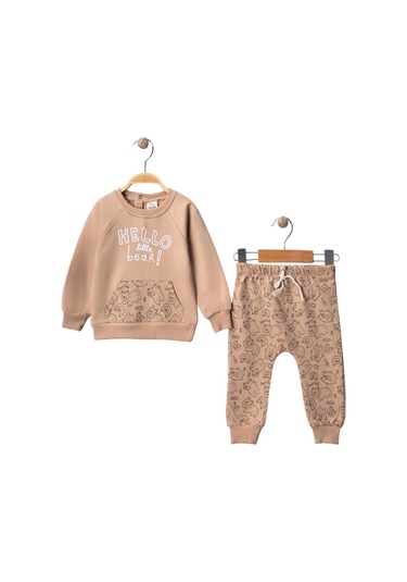 Celira Wwc Bej Ayıcık Cepli Erkek Bebek Takım Bej