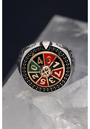 Las Vegas Rulet Model Döner Başlı Erkek Gümüş Yüzük