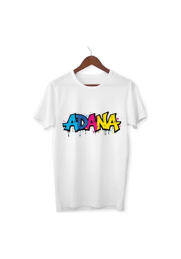 Renkli Adana Baskılı Tişört Adana Baskılı Tişört Adana T-shirt Yetişkin Unisex Tişört Beyaz