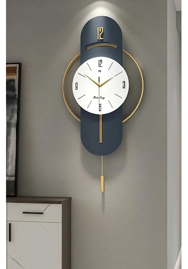 MetaQuartz Aksesuar Exclusive Milano Time Quartz Mekanizmalı Duvar Saati Lacivert - Lake Lacivert