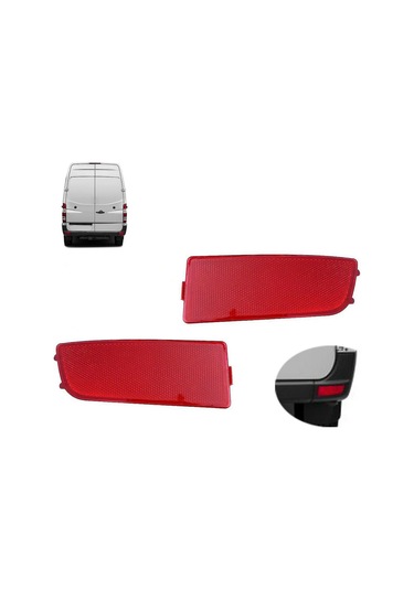 Youtek Mercedes Sprinter W906 06-16 Ve Crafter 2e Arka Tampon Reflektörleri - Sol + Sağ, Kırmızı Abs Malzeme, Tam Uyumlu
