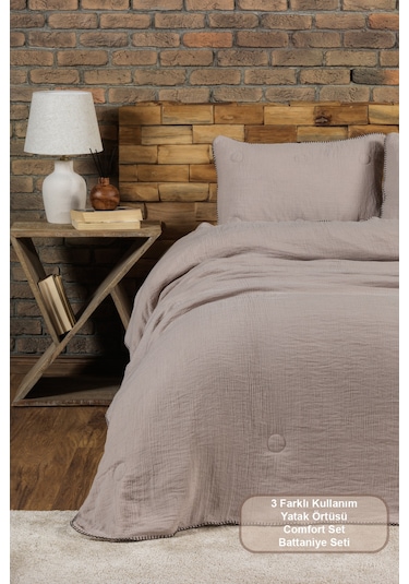 Elart Palermo Comfort Uyku Seti Çift Kişilik 3 Parça 220x240 Cm Bej Bej
